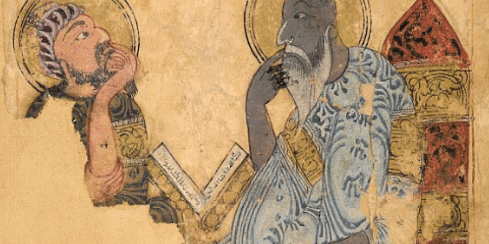 Aristoteles geeft Alexander de Grote les, van Jabril ibn Bukhtishu